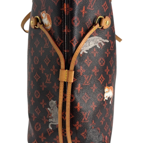 Louis Vuitton Catogram Neverfull MM – Marron Calfskin with Cats & Dogs Print - Picture 4 of 8
